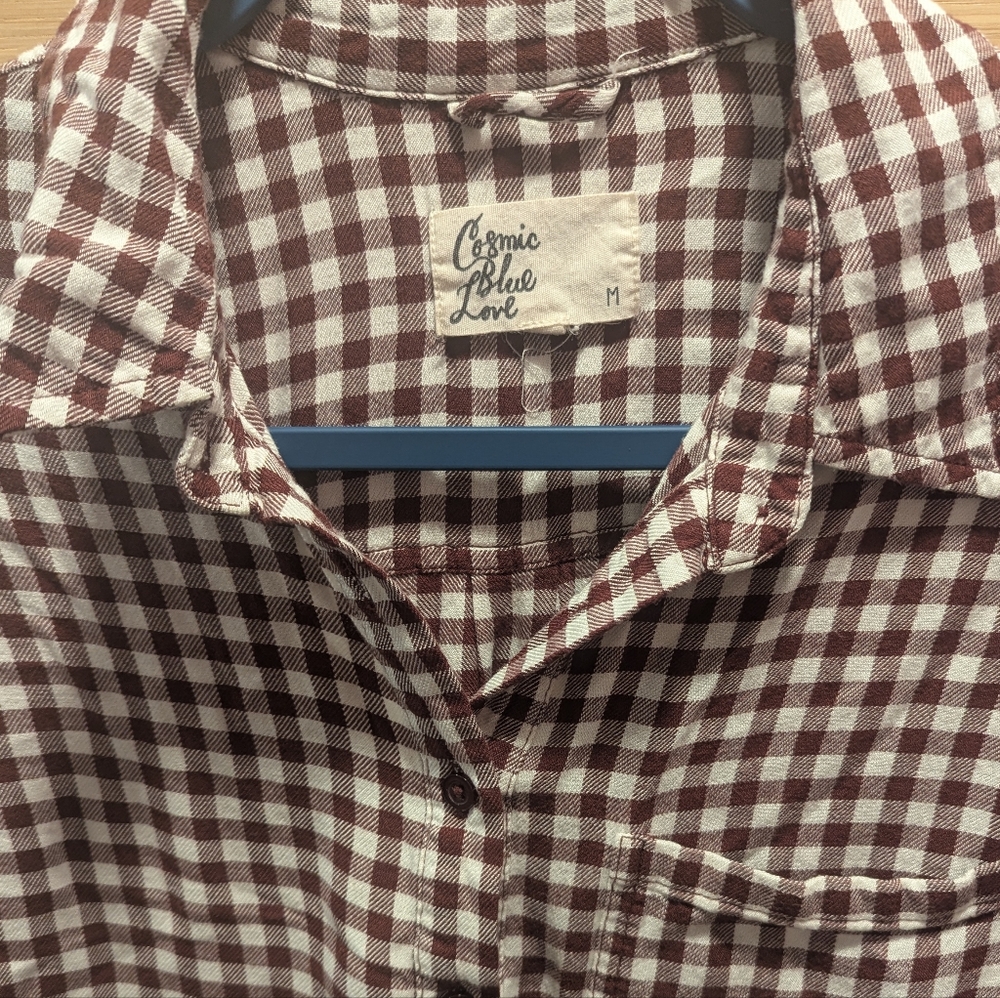 THREE Patterned Button Downs with Pocket Size Medium Cosmic Blue Love - Picture 5 of 9